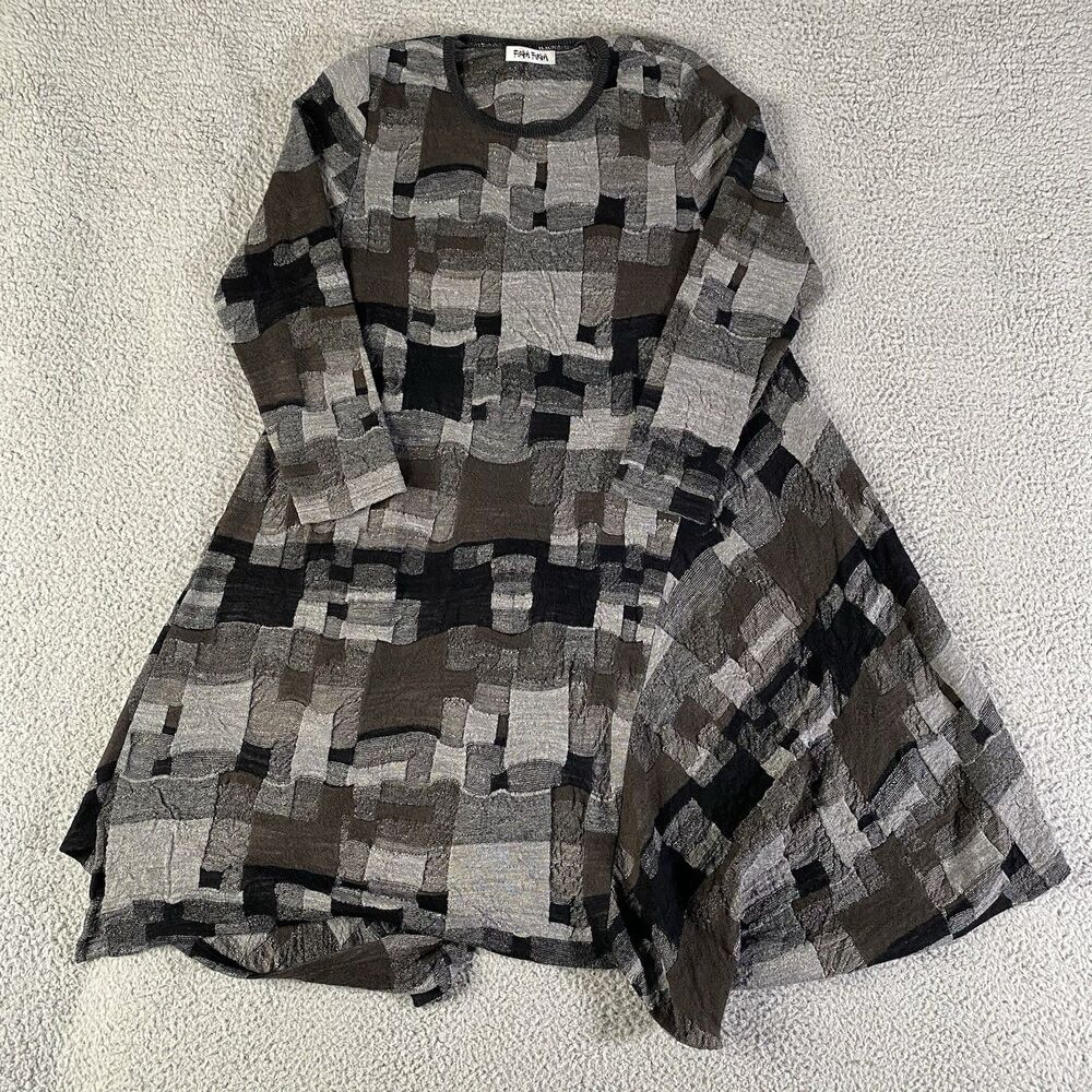Fuga Fuga Dress Womens F Black Gray Knit Wool Blend Patchwork Goth Witchy Japan